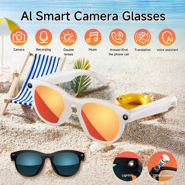 New dual lens AI smart glasses white 1 each