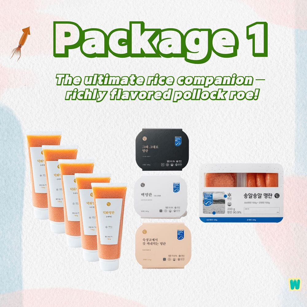 Package 1: Deokhwa Frozen Seasoned Pollock Roe 9 count