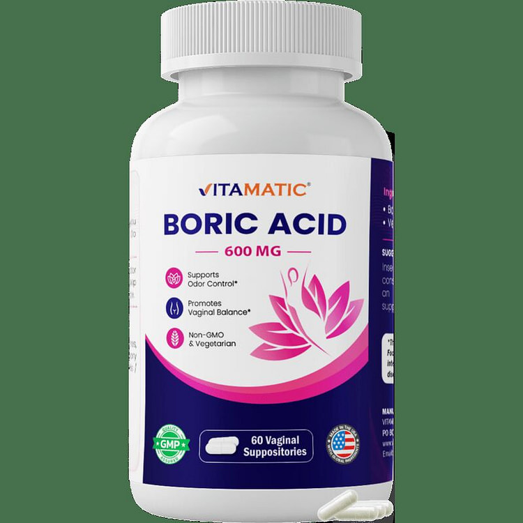 Boric Acid 600mg - 60 Vaginal Suppository