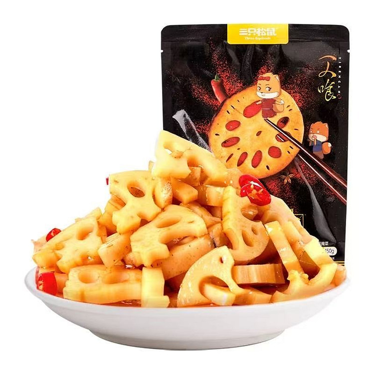 三只松鼠黑鸭味脆藕片新鲜辣味藕片卤味办公室休闲零食 150 克