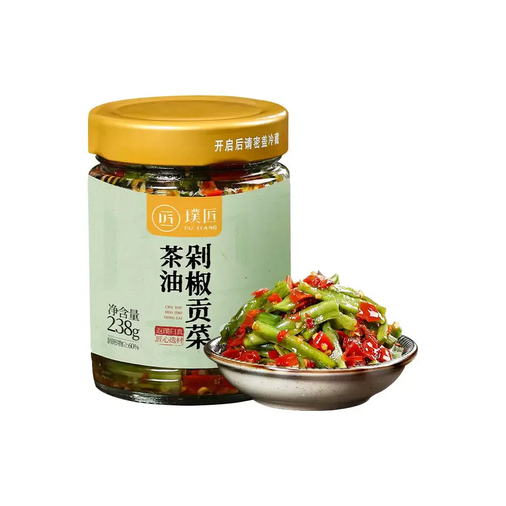 Pujiang tea oil, chopped pepper, tribute vegetables, Hunan specialty, with porridge, bibimbap, 238g*1 bottle 238 g