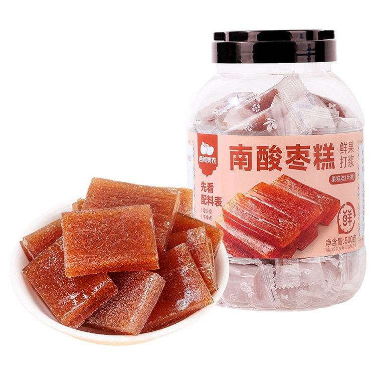 西域美农南酸枣糕酸味山楂片休闲零食开胃蜜饯夹心果糕 500 克