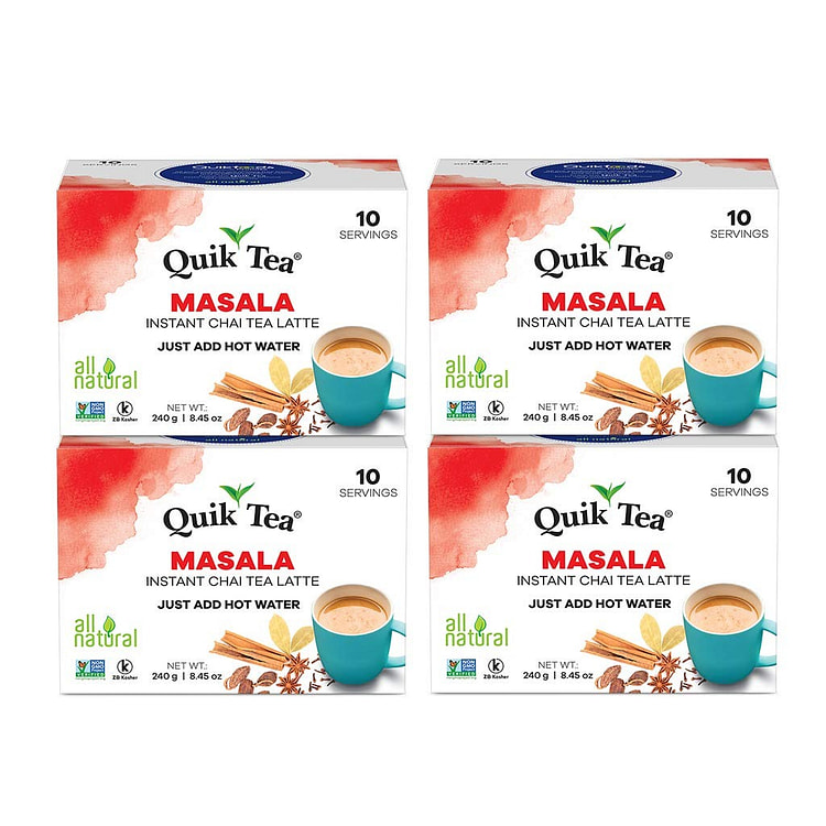 QuikTea 拿铁玛萨拉奶茶味10 包4 盒装) 4 盒*10 个