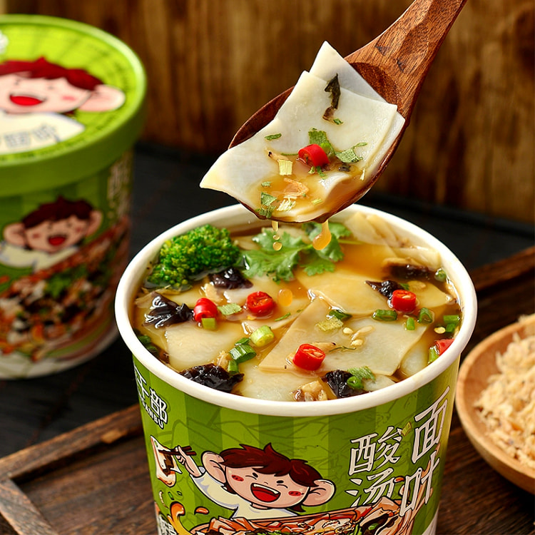 班干部酸汤面叶虾米紫菜方便面宽面片泡面99g*1桶 99 克