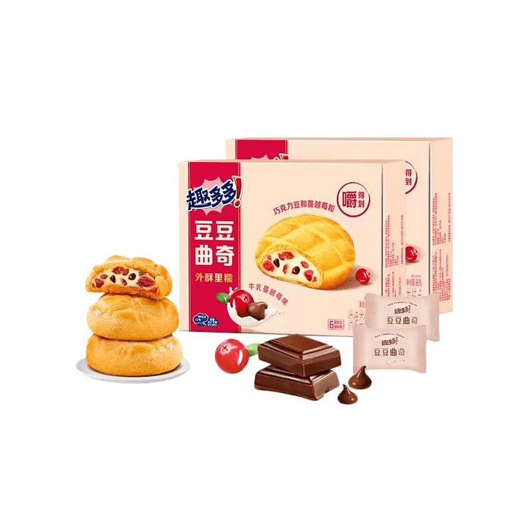趣多多豆豆曲奇牛乳蔓越莓味曲奇饼干96g*2盒 96 克