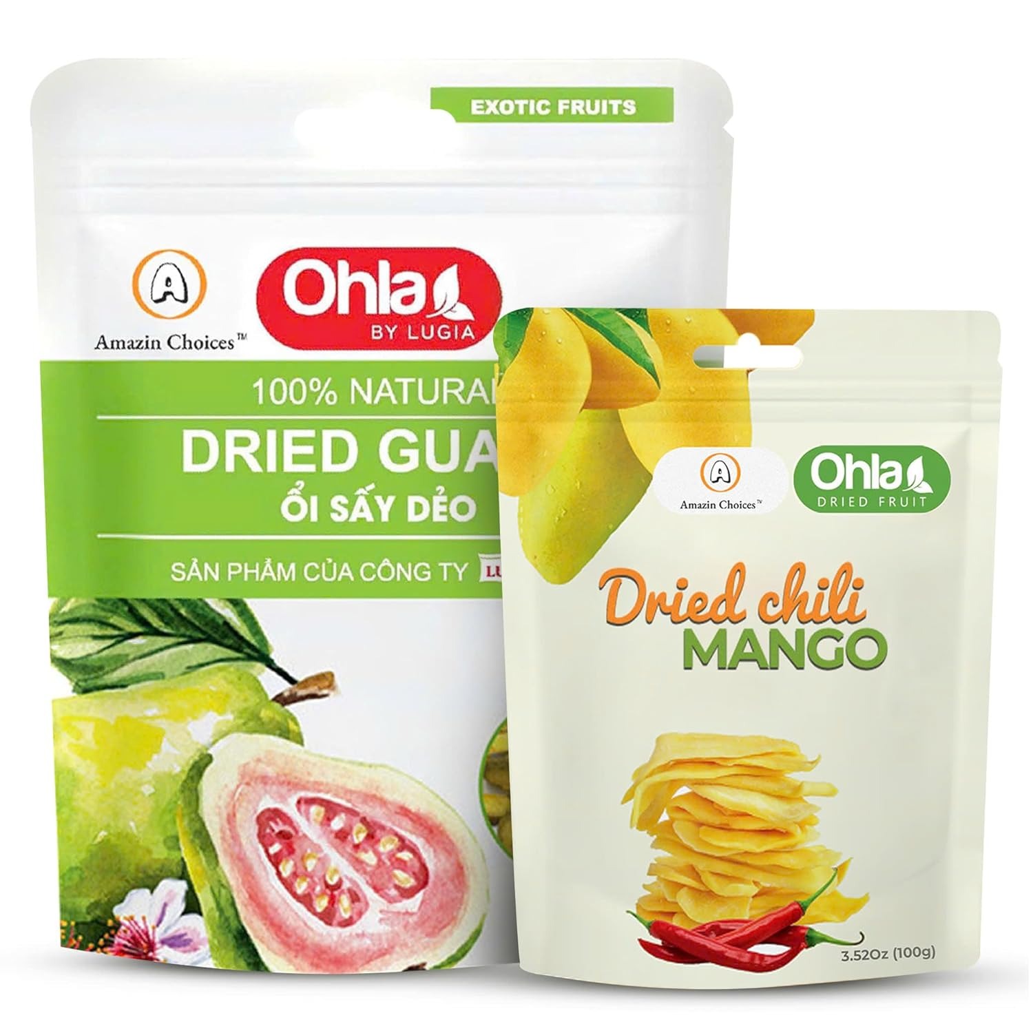 Combo: 1 Chili Mango 3.5oz & 1 Dried Guava 17.63oz 2 count