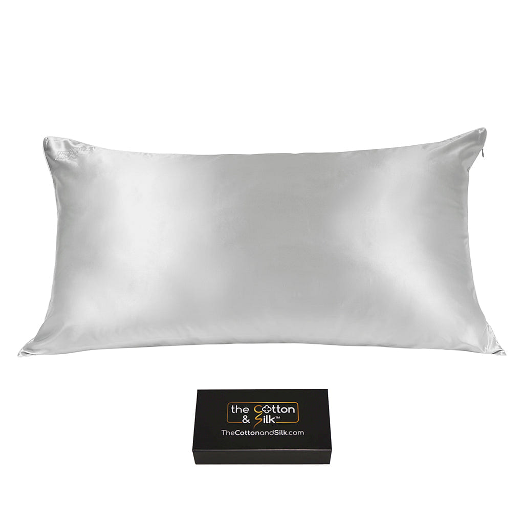 King-size 22 Momme Mulberry Silk Pillowcase, Silver King (20“ x 36“) / Silver 0.5 lb
