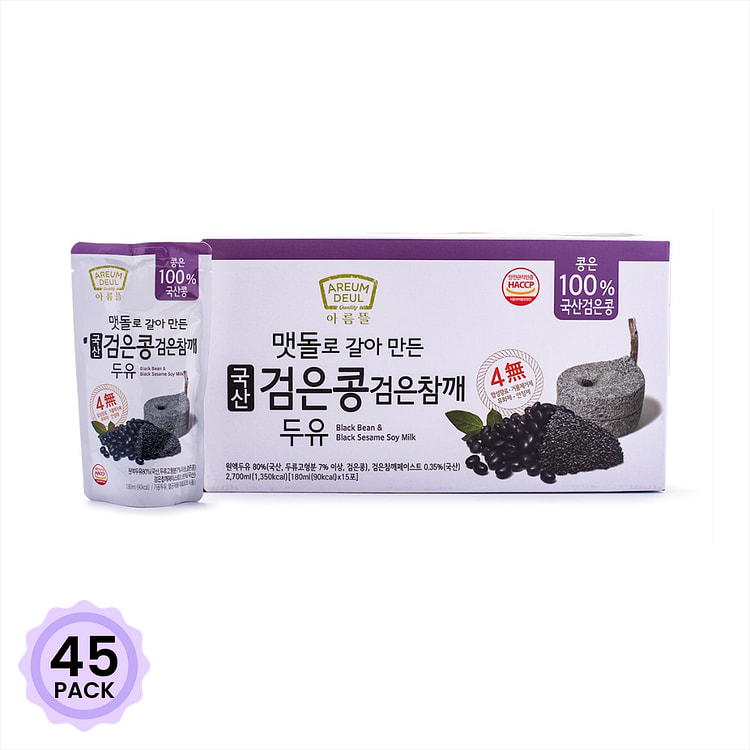 아름뜰 검은콩 검은참깨 두유 15팩입 180 밀리리터*45 팩