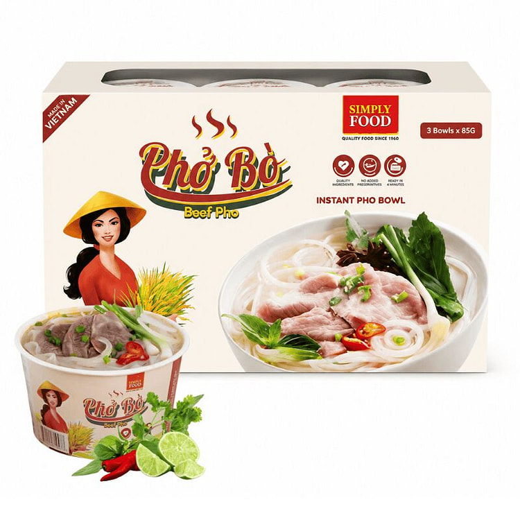 Simply Food Phở Bò Ăn Liền – 1 Tô 630 g