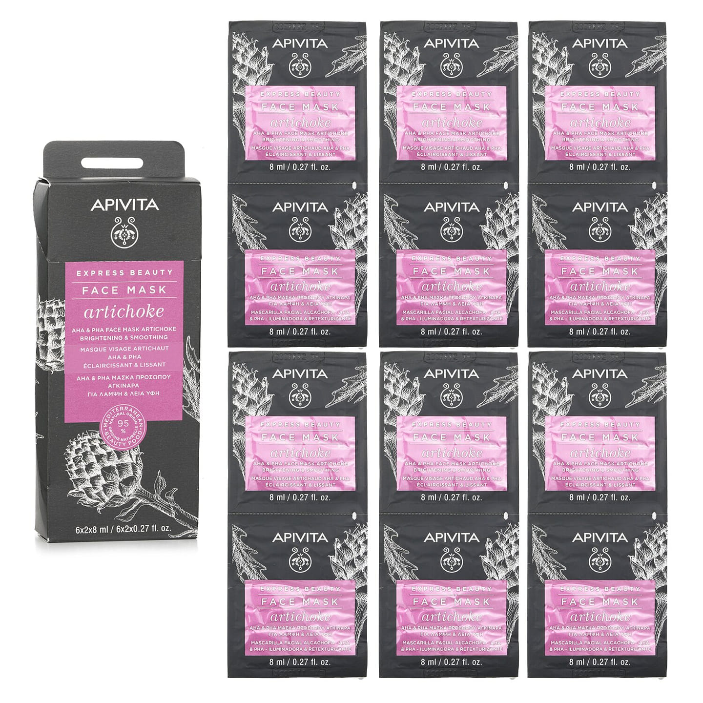 Apivita Express Beauty Face Mask With Artichoke AHA & PHA – Brightening & Smoothing 6x(2x8ml) 6 ml