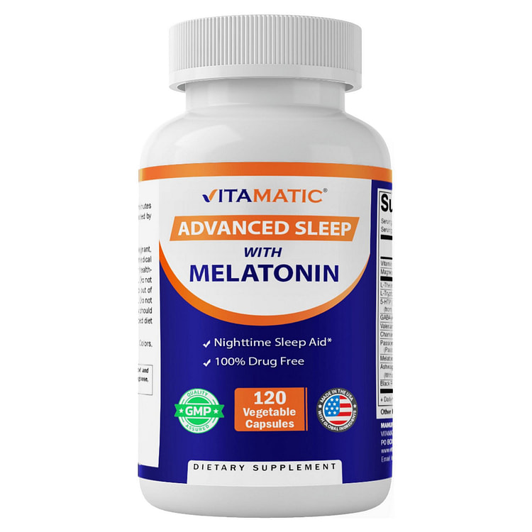 Advanced Sleep Aid with Melatonin - 120 Capsules