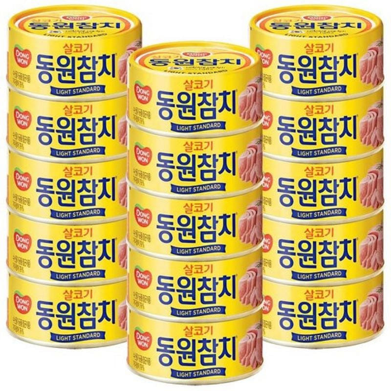 Dongwon Lean Meat Light Standard Canned Tuna, (100g, 15 pieces) 1 กล่อง