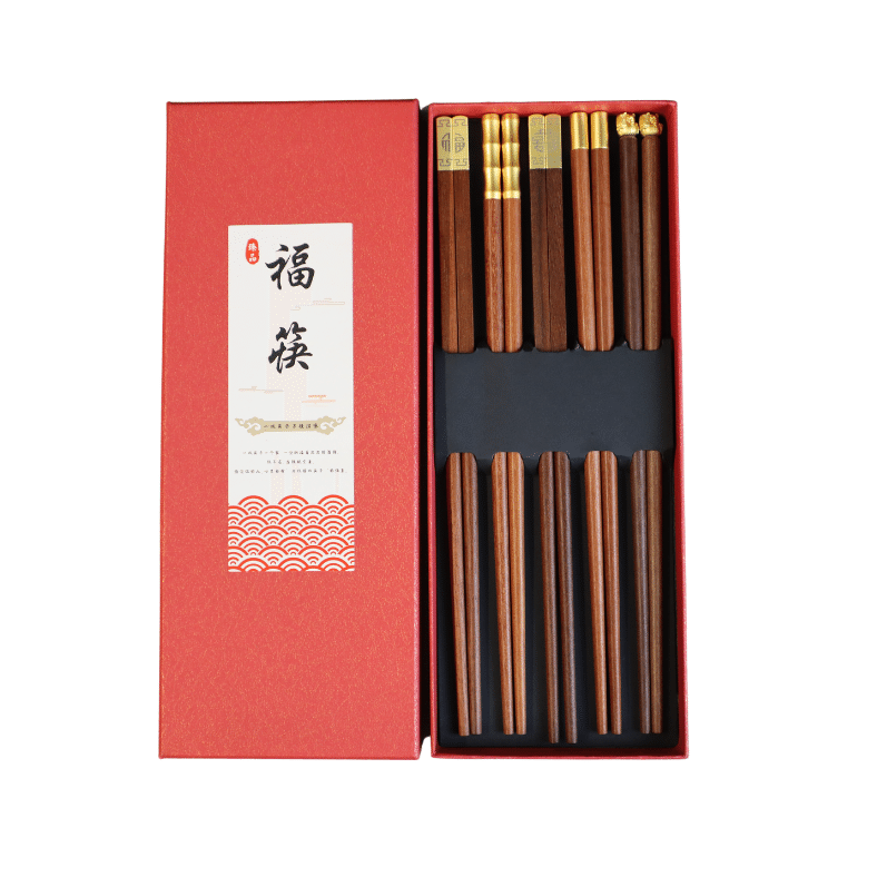 Royal Seafood USA Handmade Natural Wooden Chopstick with Box, 5 Pairs 1 box