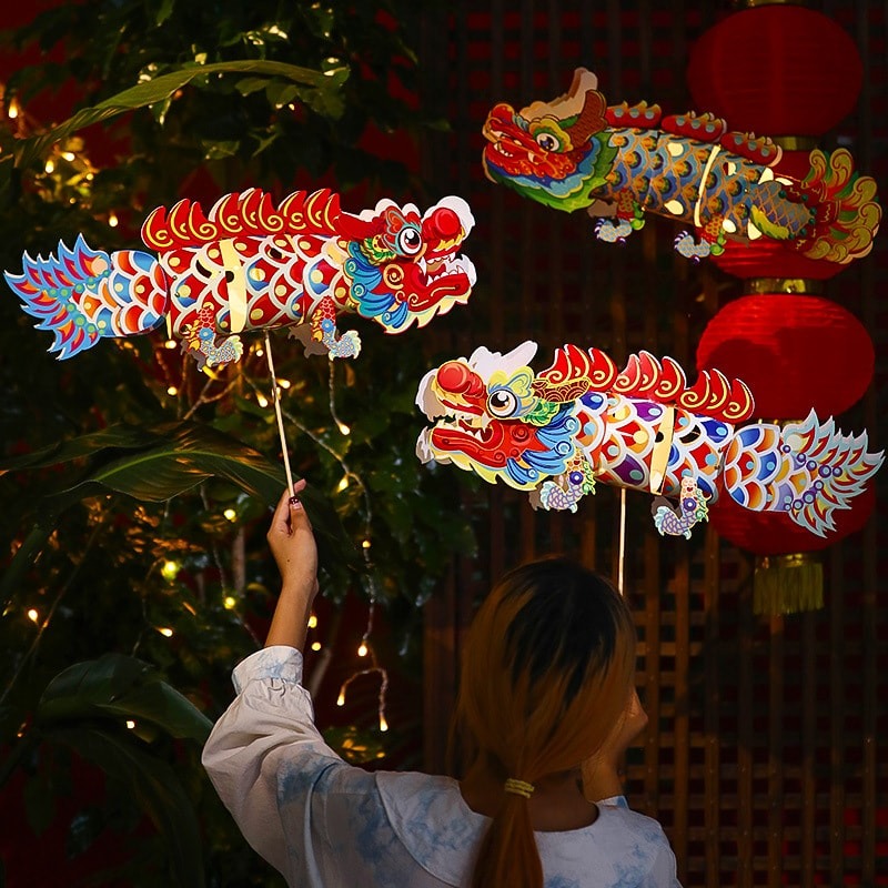 3pcs DIY Dragon Paper Lanterns - Handheld Chinese New Year 2024 Decor, Home Festival Decoration - View #10