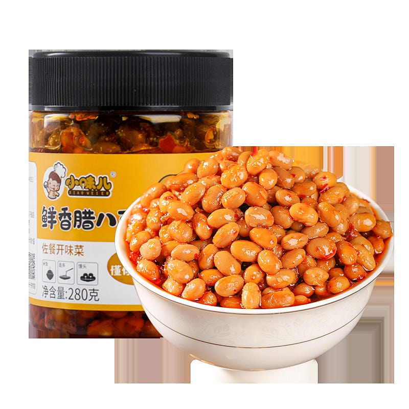 湖南特产腊八豆瓶装开胃下饭酱香辣罐装即食下饭菜 280 克
