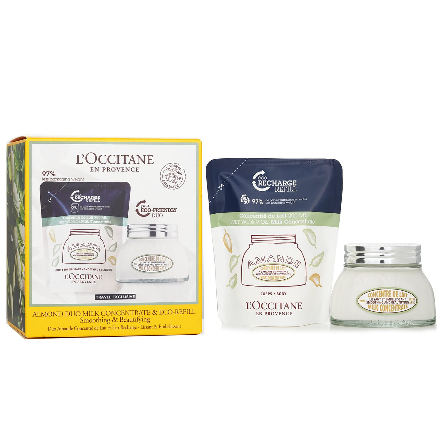L’Occitane Almond Duo Milk Concentrate & Eco-Refill Collection 200mlx2 200 ml