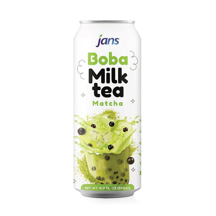 Jans - Trà sữa trân châu vị Matcha, 500ml, Hộp 12 lon 16.9 fl.oz*12 gói