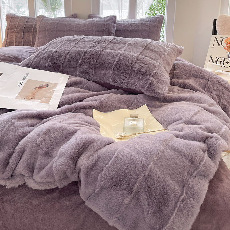 LULLABUY Frosty Nights Velvet Bedding Set Lavender Queen Size 2000 g