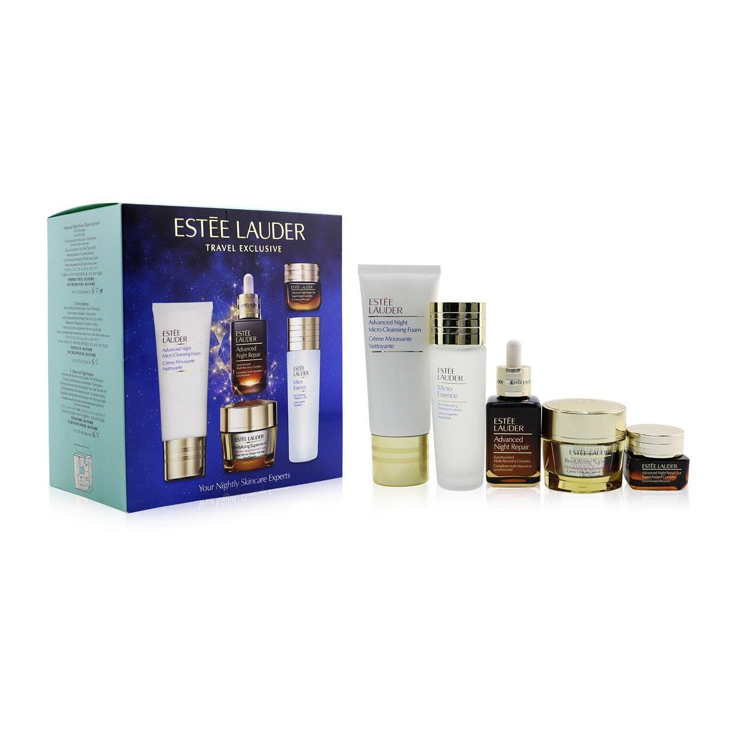 Estee Lauder Your Nightly Skincare Experts: ANR ml+ Revitalizing Supreme+ Soft Cream ml+ Eye Supercharged ml+ Micro Cleans… PLWM 5pcs 5 each