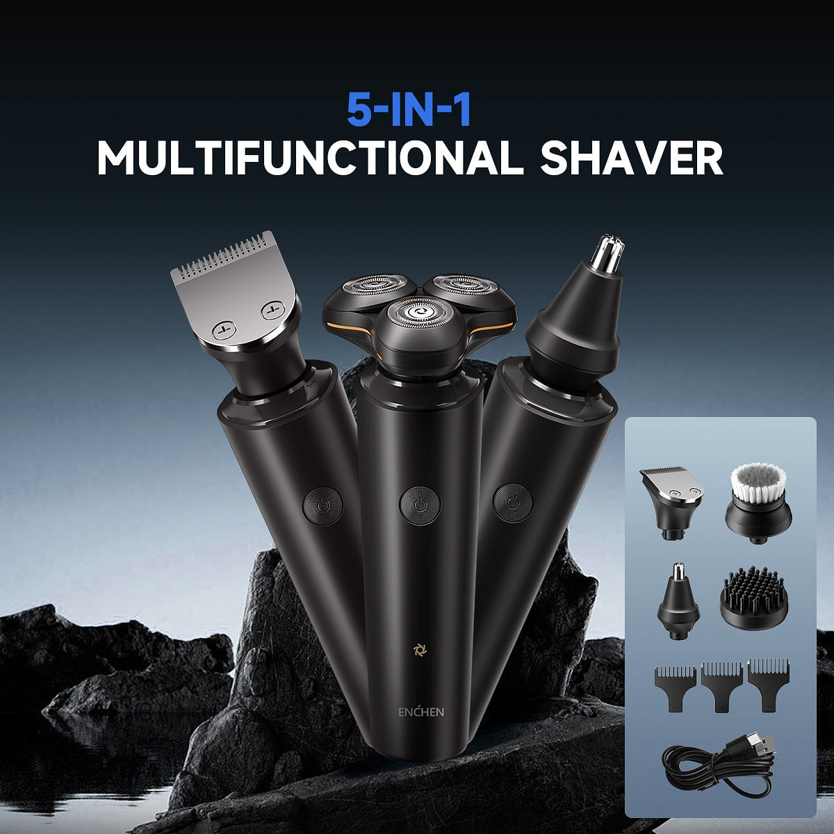 ENCHEN 5-in-1 Electric Shaver Grooming Kit Rotary 1 bunch
