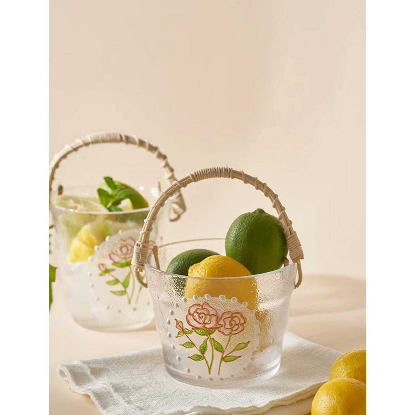 Floral Fruit Basket Ice Beer Bucket for Home Outdoor A2 1 each