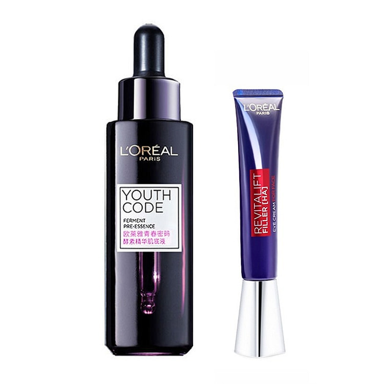 欧莱雅 紫熨斗眼霜30ml+青春密码肌底液75ml 2 瓶