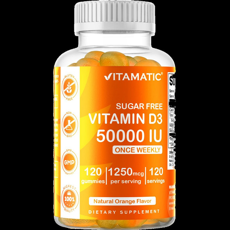 Sugar Free Vitamin D3 50000 IU- 120 Gummies