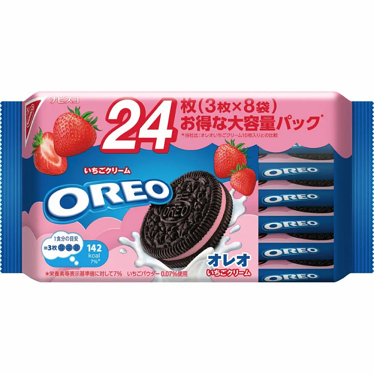 モンデリーズ オレオ ファミリーパック いちごクリーム 24枚（3枚×8袋） 1 パック
