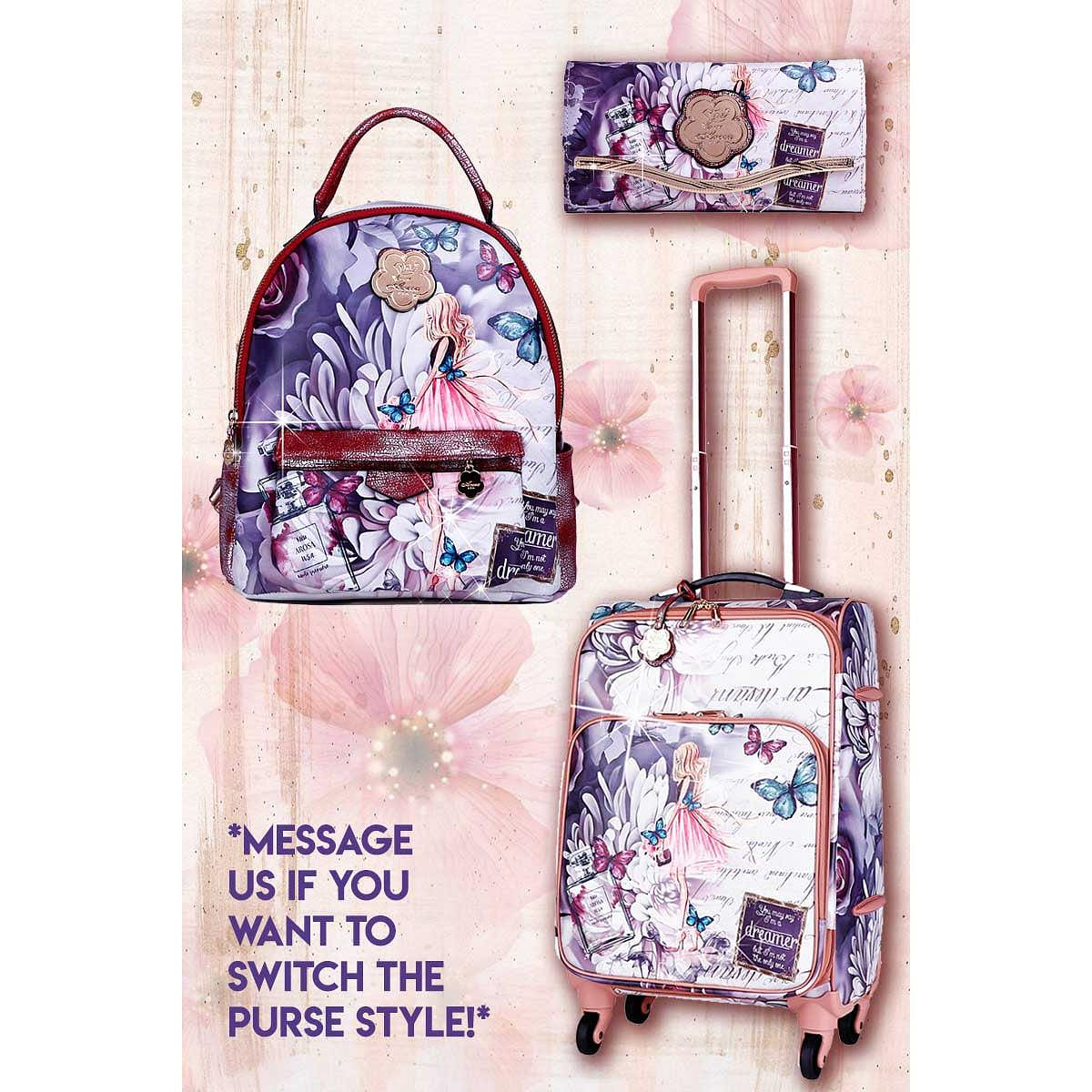 Dreamerz 3PC Set | Backpack & Travel Carry On Bags [BFL/BFB-3pcs/Set-BG] 1 each