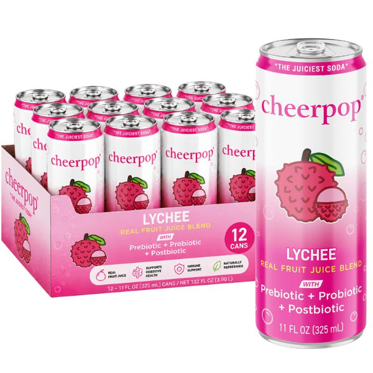 Cheerpop荔枝气泡果汁 - 325毫升 12 盒