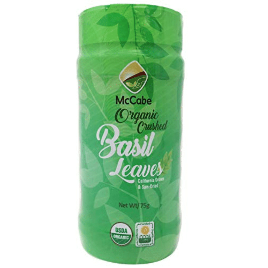 McCabe Organic Sun-Dried Crushed Basil Leaves 75g, USDA Certified Organic, 75 g