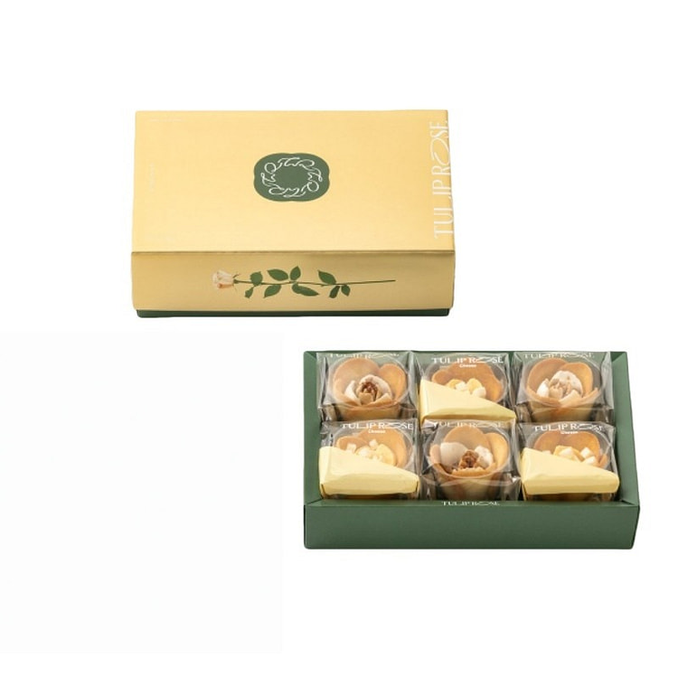 郁金香乳酪玫瑰夹心挞 芝士x黄油2种口味 6枚装 1 盒