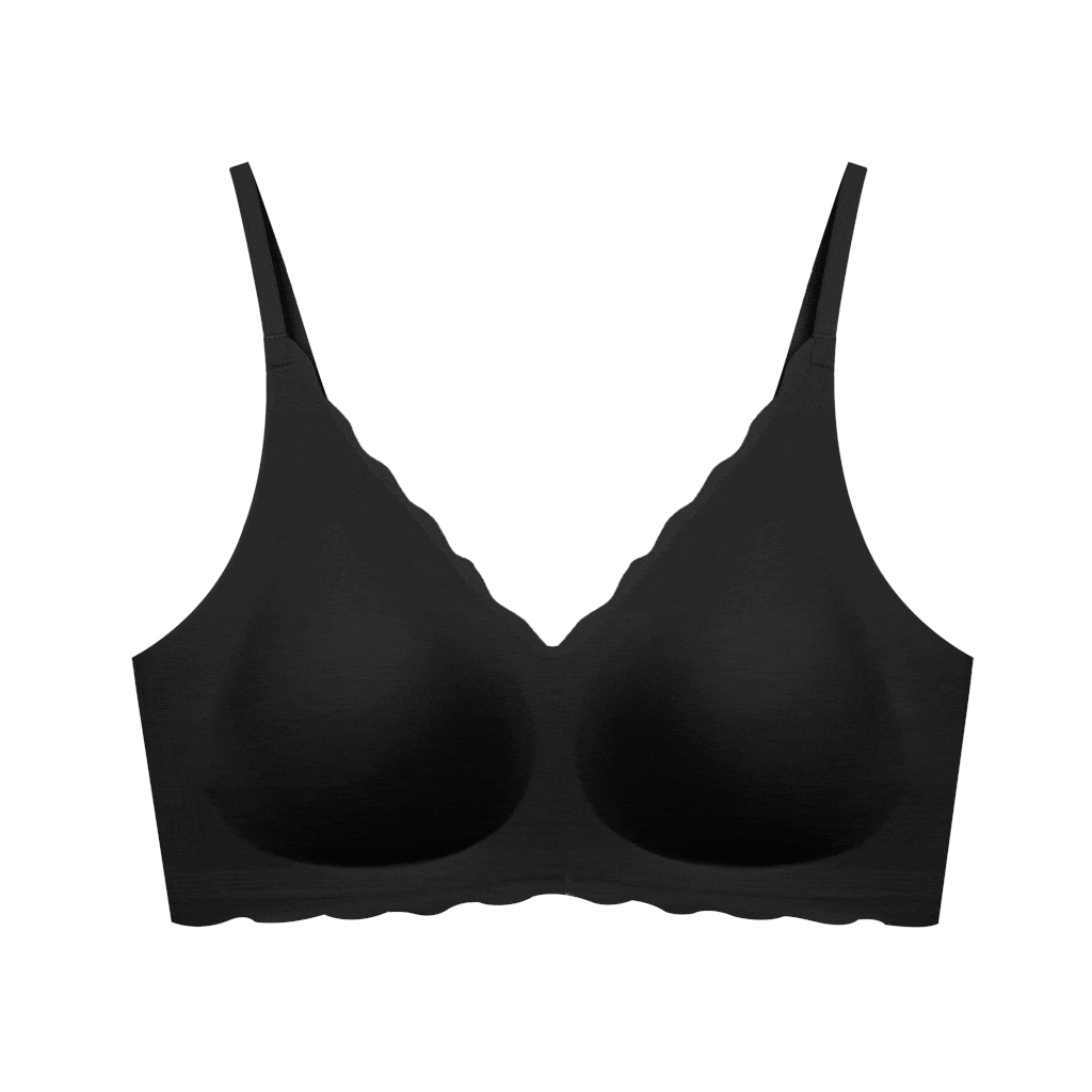 ubras Women’s Wireless For Work&Life Wavy-Edge Hook Bra Black One size 1 each