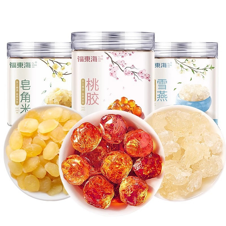 福东海 桃胶雪燕皂角米组合 天然无杂质银耳枸杞红枣即食 500g
