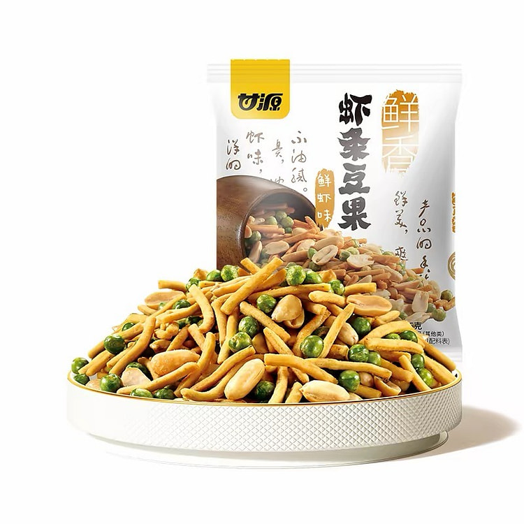 【甘源】虾条豆果 追剧零食《鲜虾味》1袋约22小包 285 克