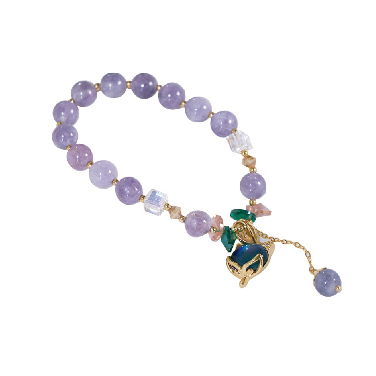 MAZUBUYBUY Zhenlan Fox Purple Jade Bracelet 1pcs 66 g