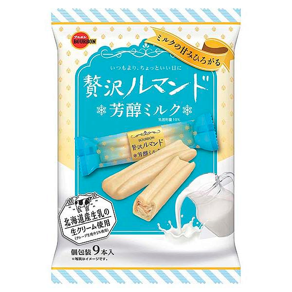 Bourbon 奢华卷心饼 芳醇牛奶味 9枚 1 份