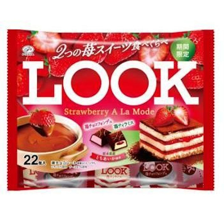 不二家 LOOK 双拼巧克力 草莓甜点风味 22粒 1 包
