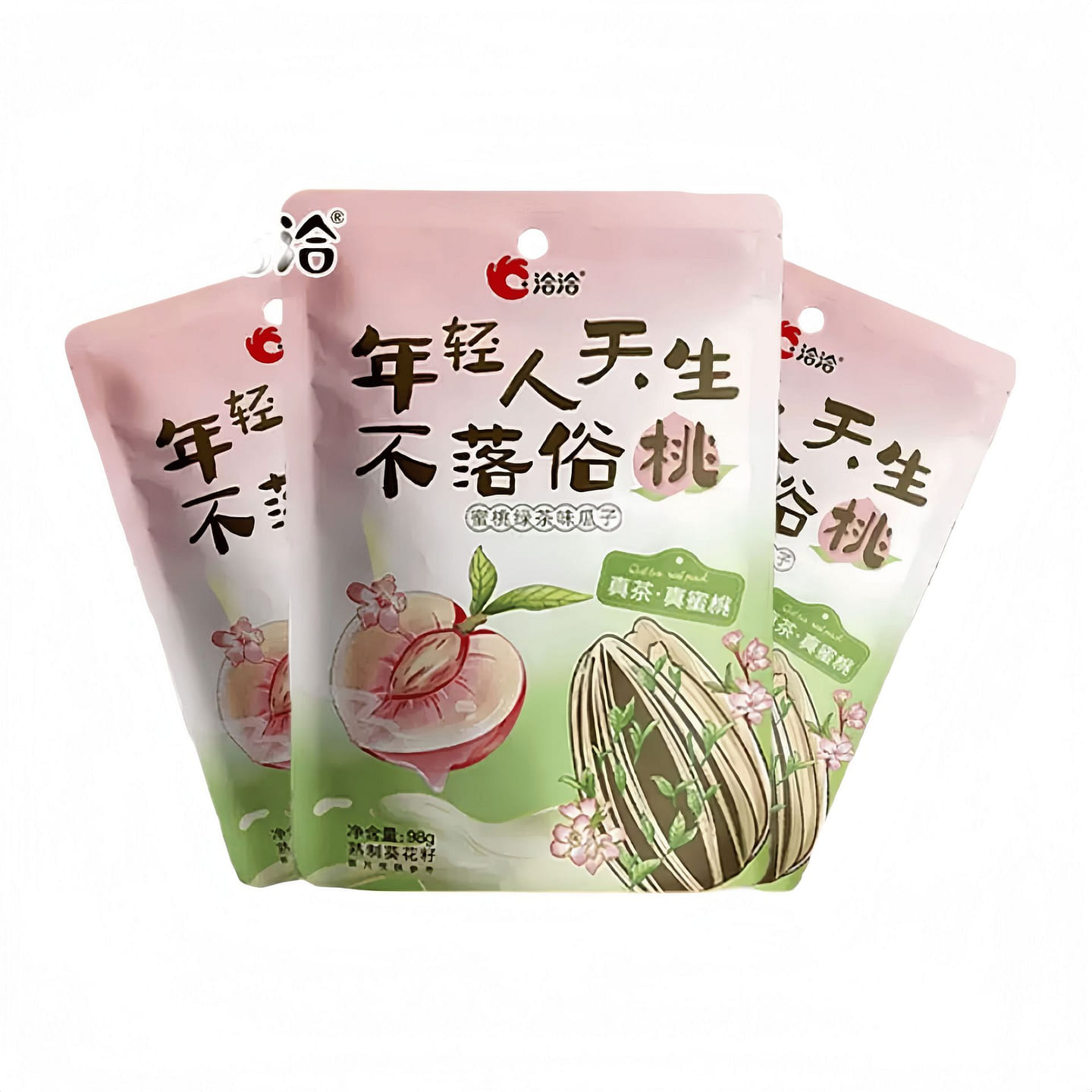 Peach Green Tea Flavored Sunflower Seeds 98g*3 294 g