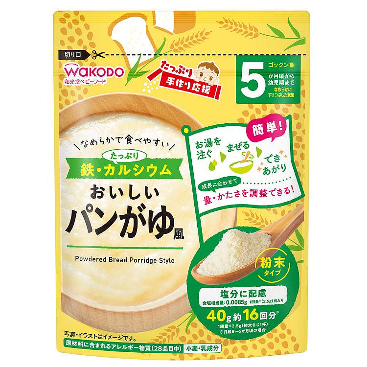 Wakodo Tasty Bread Porridge Baby Food 40g 1 each