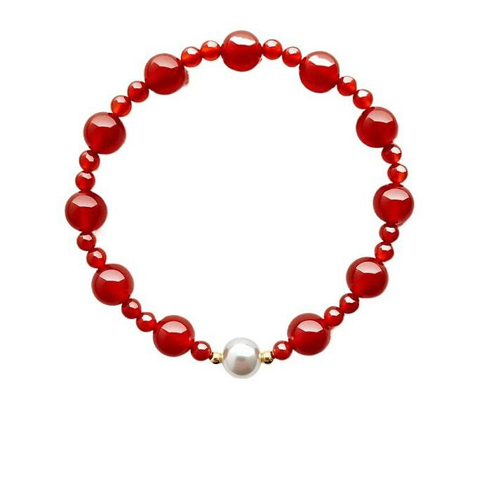 宫里上新 红玛瑙手串天然玉石串珠 鸿运福 16厘米 1 盒