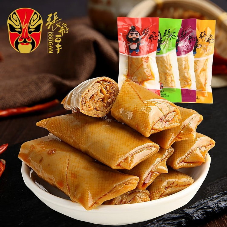 张飞 夹心豆卷四川特产小包装整箱香菇豆腐干小零食杏鲍菇豆干零食 1000g*1袋（32-36包）