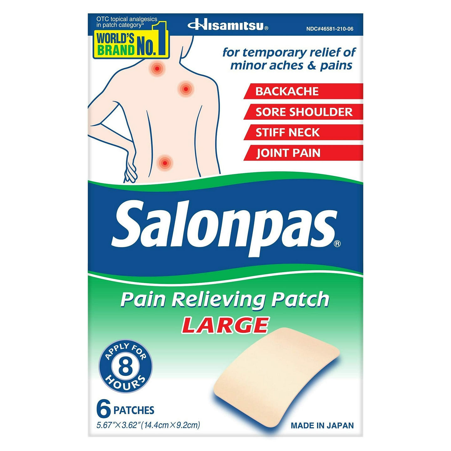 Salonpas Pain Relieving Patch, 6 Count,LARGE 1 each