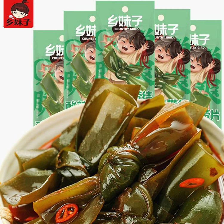 乡妹子酸辣海带结开袋即食香辣海带丝休闲小零食海味小吃20*1包