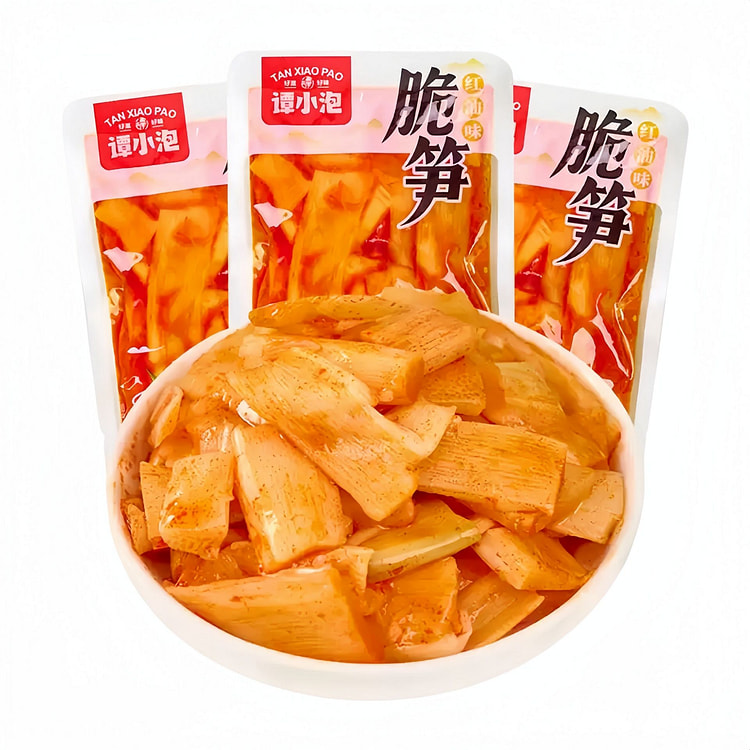 谭小泡红油脆笋香辣笋片200g 约7包解馋零食小吃 200 克