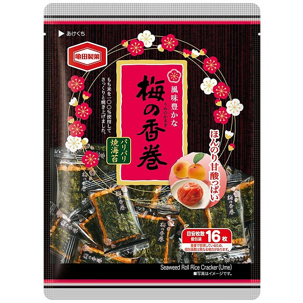 龟田制果 梅子 海苔 米饼 16个 1 份