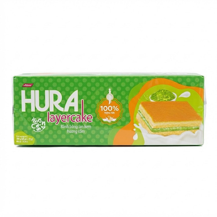 Hura Layercake Pandan Flavor/Banh Bong Lan Kem 300 g