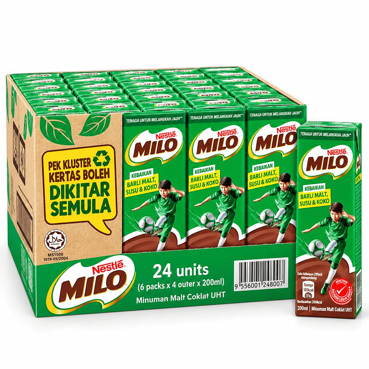 Sữa Milo Lúa Mạch Nestlé Malaysia 200ml X 24 Hộp 180 ml