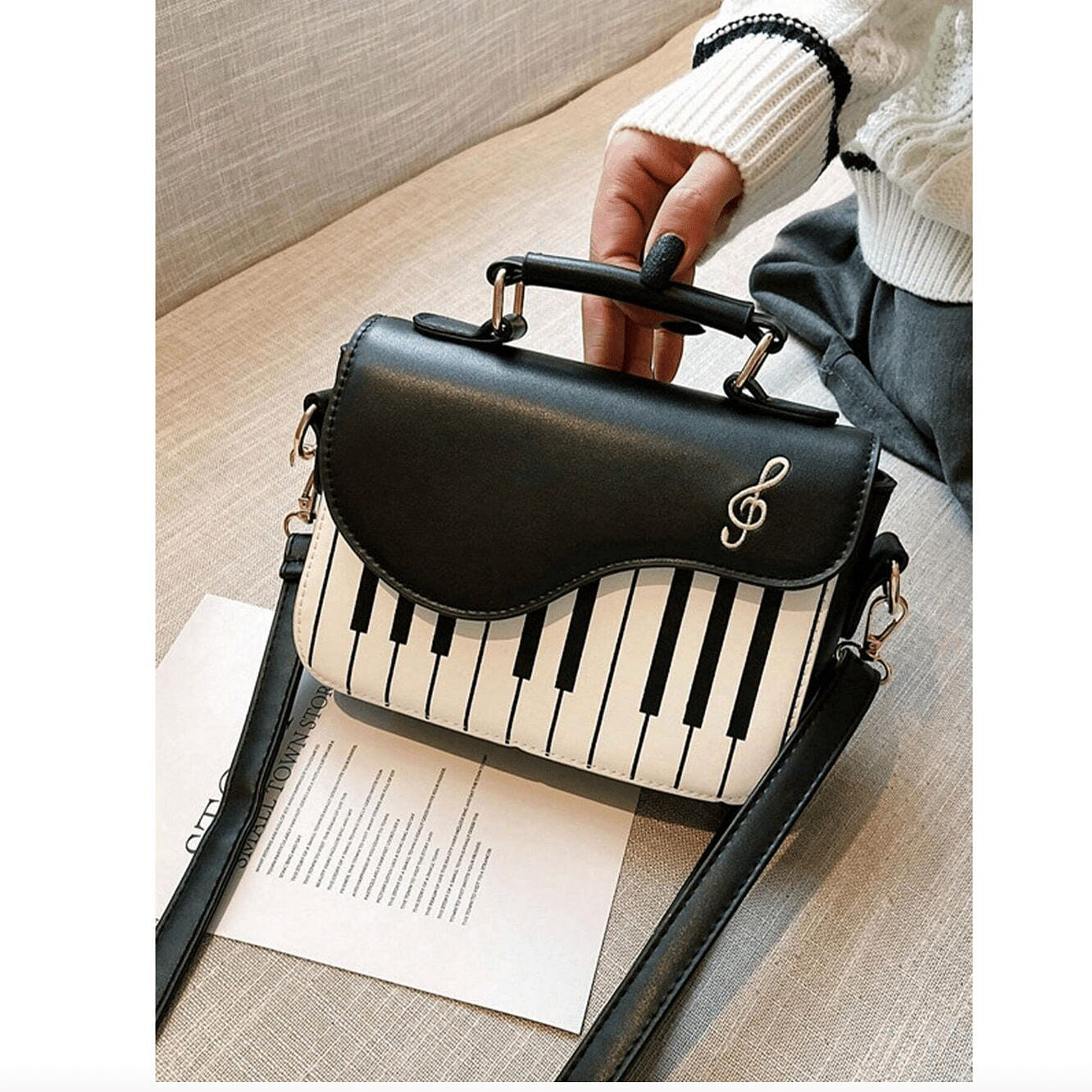 Mini Piano Key Pattern Flap Square Bag Piano Guita 1 case