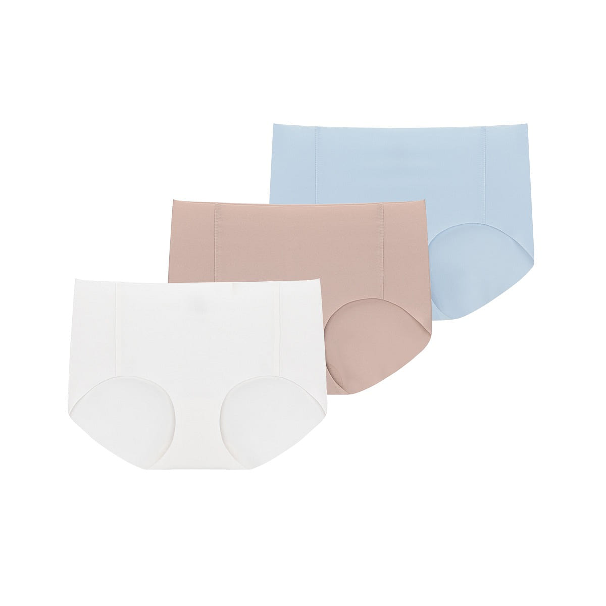 ubras Traceless One Size Mid-WaistCotton Women panties 3 Pack（White+Pink+Blue） 1 each